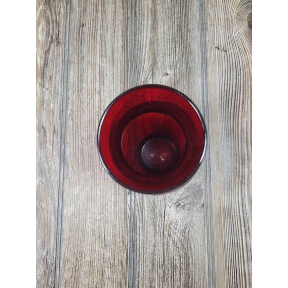 Vintage Ruby Red Glass Flower Vase Anchor Hocking - Picture 4 of 4